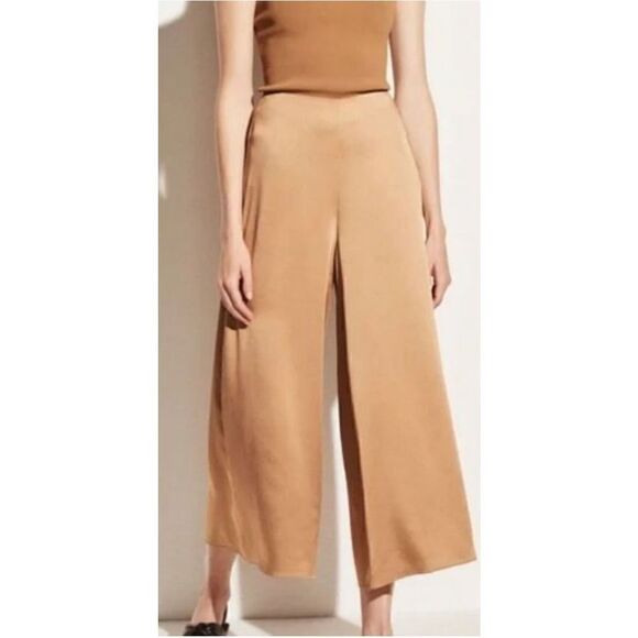 VINCE Satin Culotte Wide Leg Pants in Taupe NWOT Size 2 - Picture 2 of 6